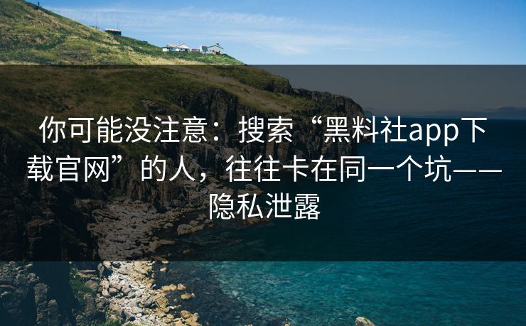 你可能没注意：搜索“黑料社app下载官网”的人，往往卡在同一个坑——隐私泄露