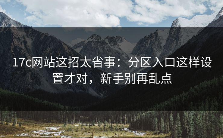17c网站这招太省事：分区入口这样设置才对，新手别再乱点